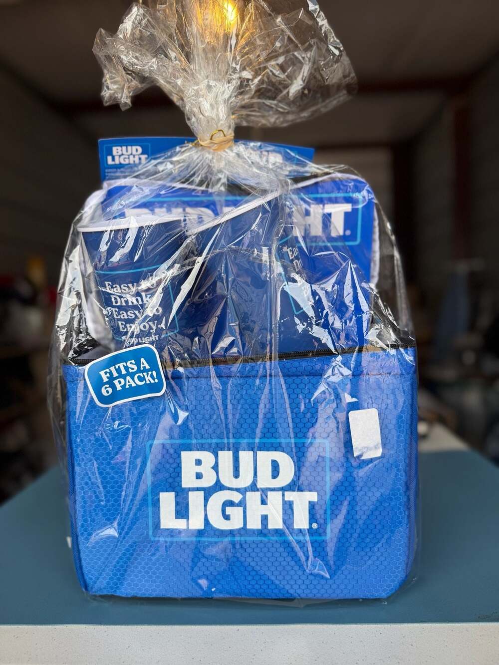 Bud Light 6-Pack Cooler Bag Gift Set with 2 Plastic Cups